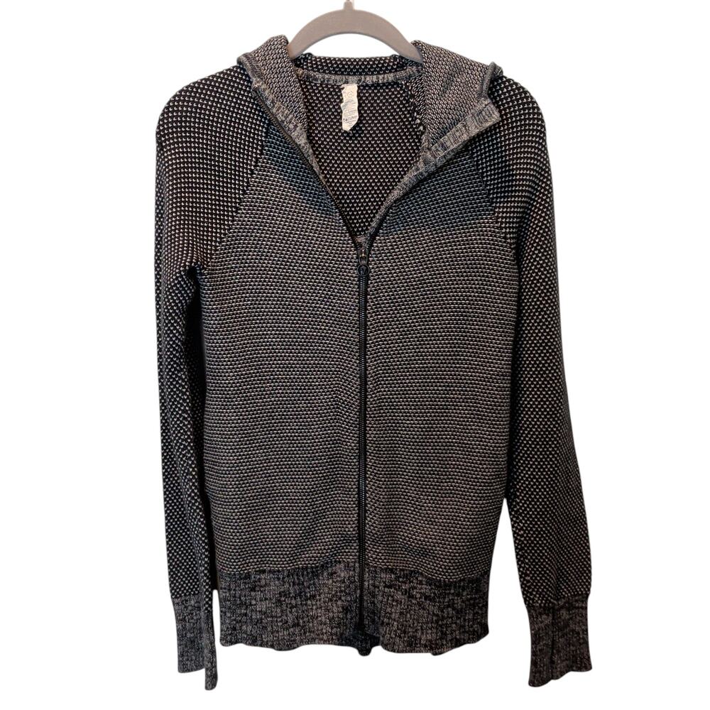 Ivivva Lululemon Girls Sz 14 Grey Dot Full Zip Just Cozy Jacket Hooded Sweater